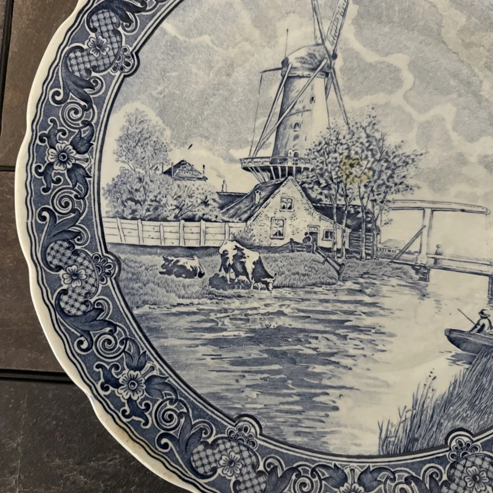 Boch Belgium Delft Windmill Scene Wall Hanging 12